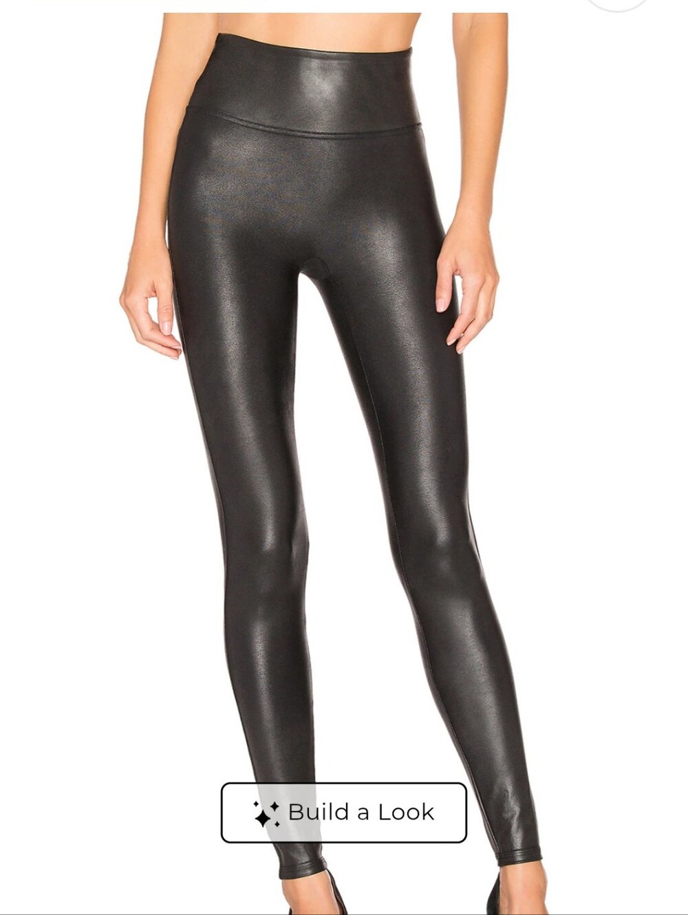 SPANX Faux Leather Coated Straight Leg Leggings - Size Medium